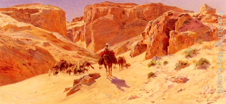 Caravan In The Desert painting - Eugene-Alexis Girardet Caravan In The Desert art painting
